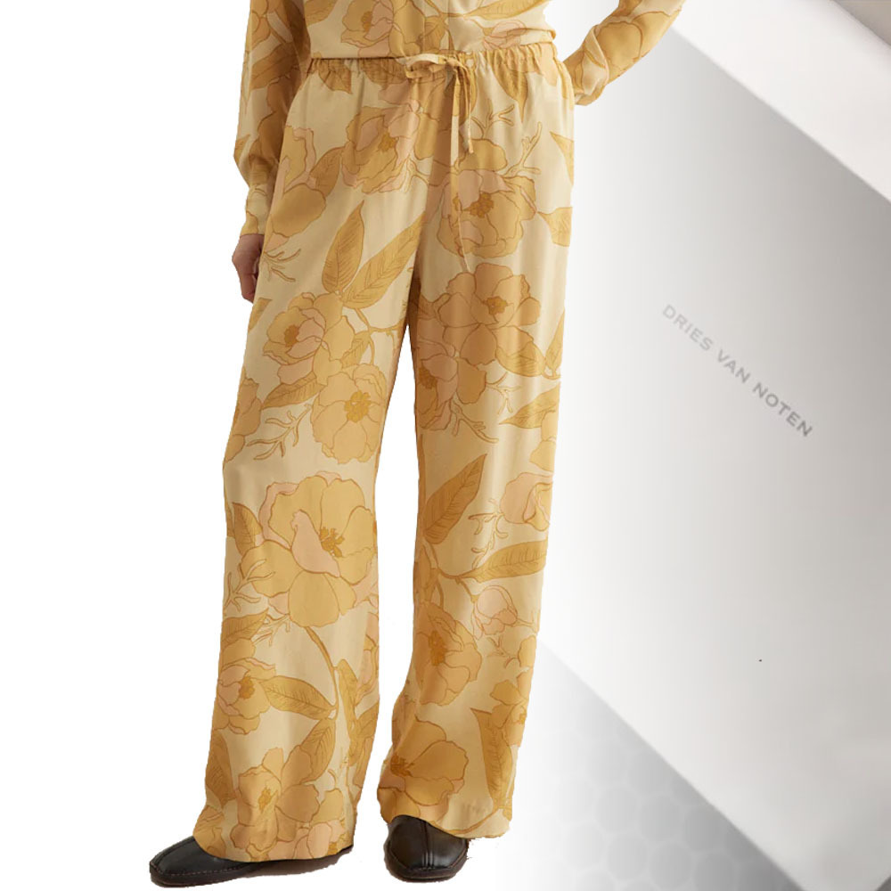 【DRIES VAN NOTEN】FW24 フラワー柄 シルクパンツ 送料関税込