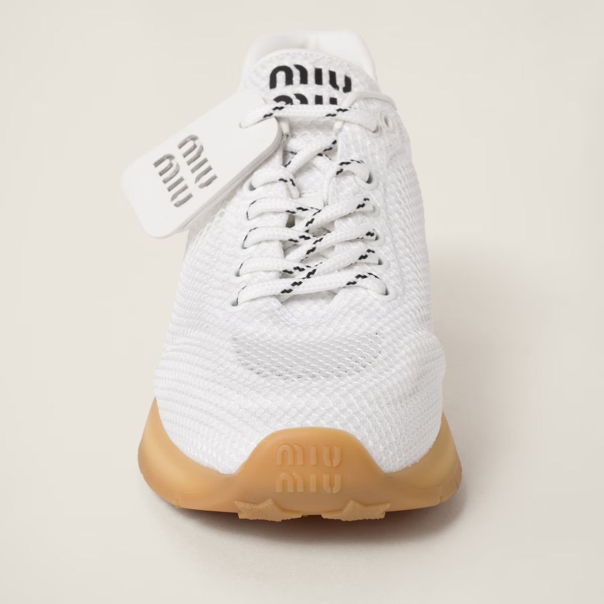 《送料無料》 MIU MIU Fabric and mesh sneakers