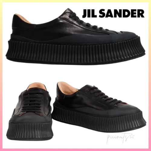 関送込【Jil Sander】レザー プラットフォームスニーカー