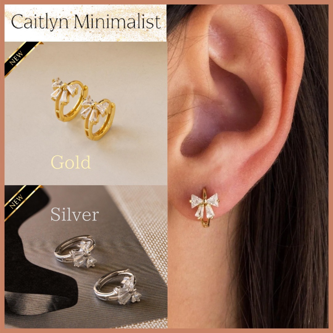 【Caitlyn Minimalist】ダイアモンド リボンピアス 18金gold
