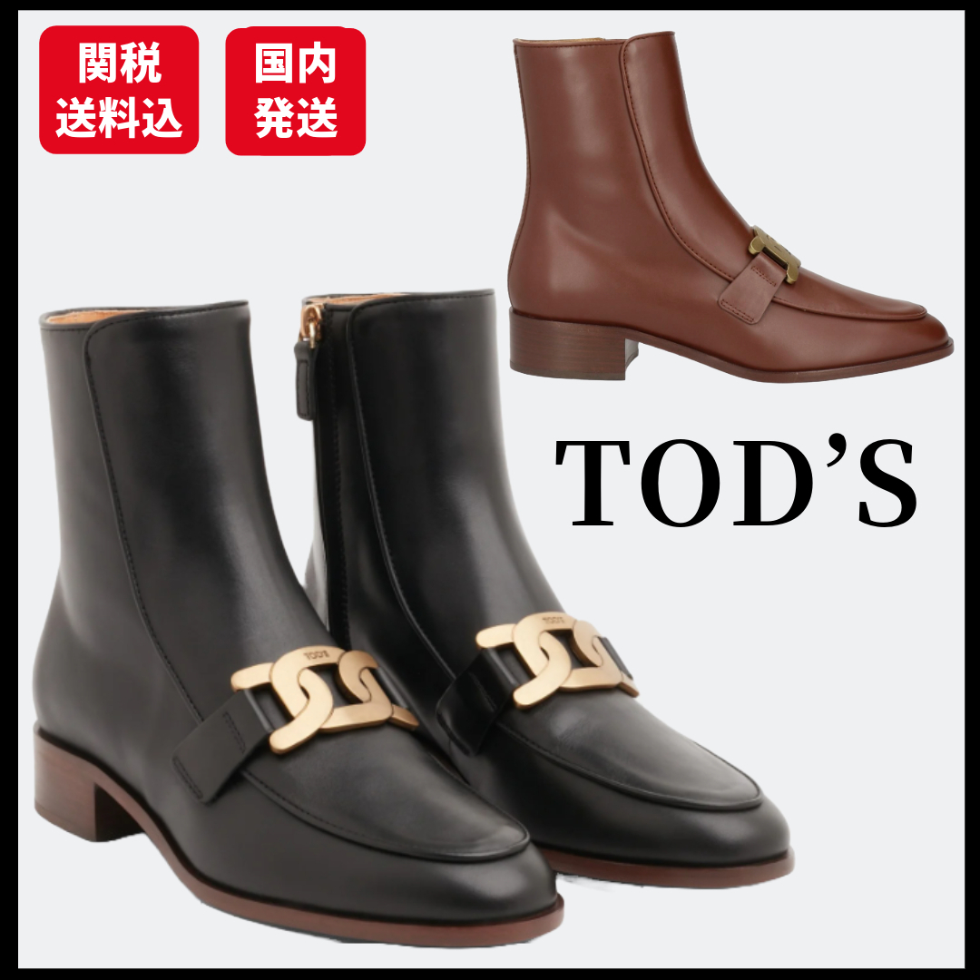 TOD'S◆トッズ イタリア製 レザー KATE アンクル ショートブーツ