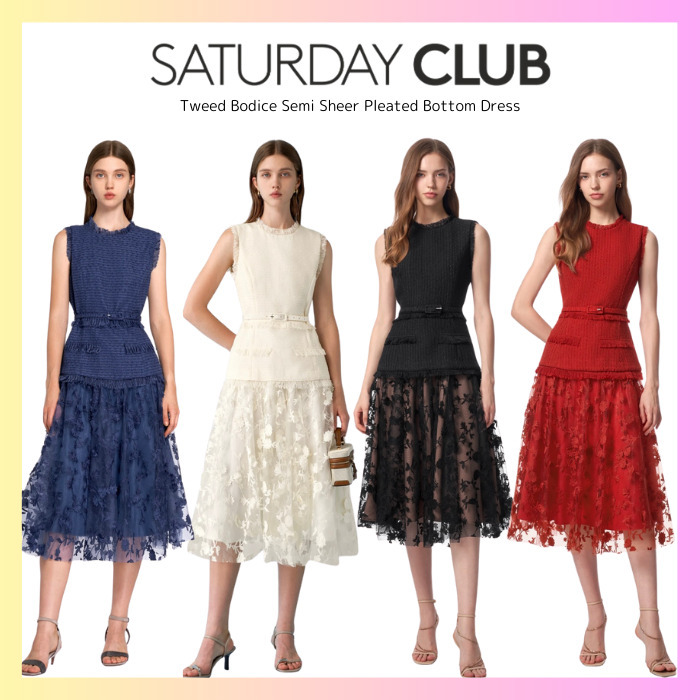 SaturdayClub★フリンジトリム メッシュスカート ワンピース