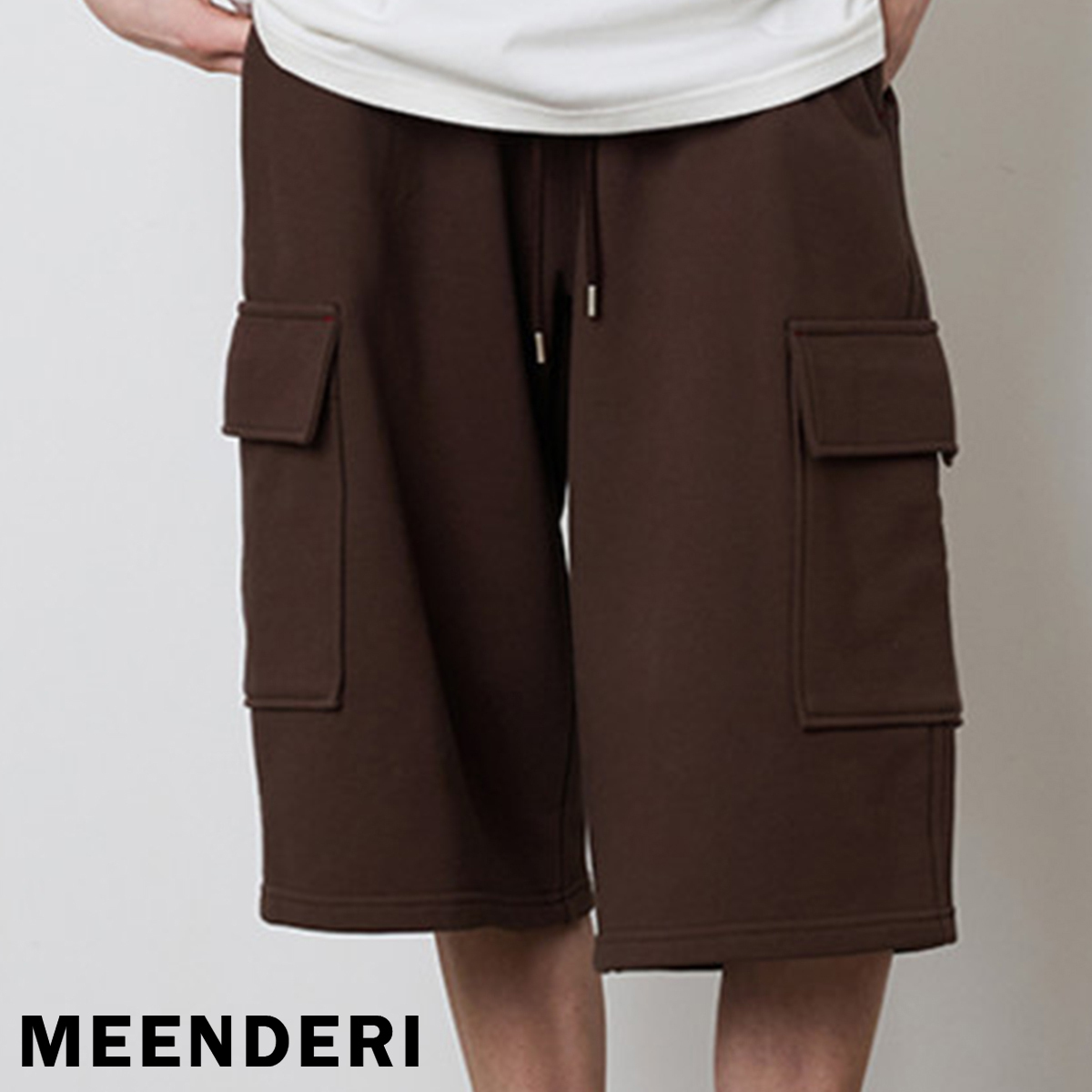 ★MEENDERI★BARTACK STITCH POCKET SHORTS - BROWN★正規品