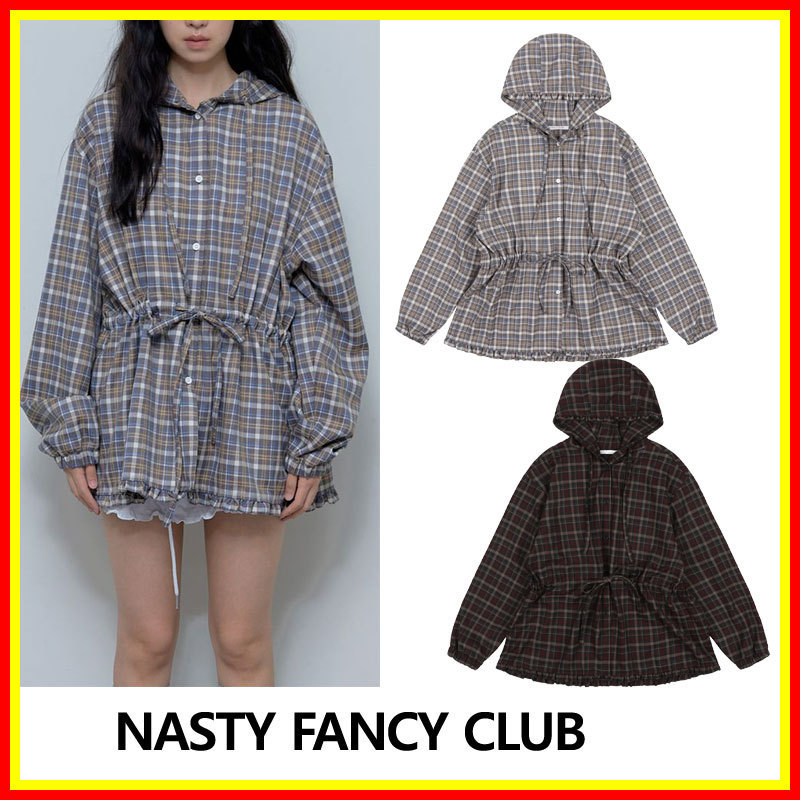 [NASTY FANCY CLUB] Frill Check Hooded Jacket /追跡付