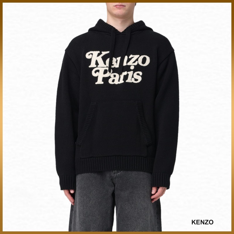 【KENZO】パーカー チャンキーニット コットン ロゴ フード