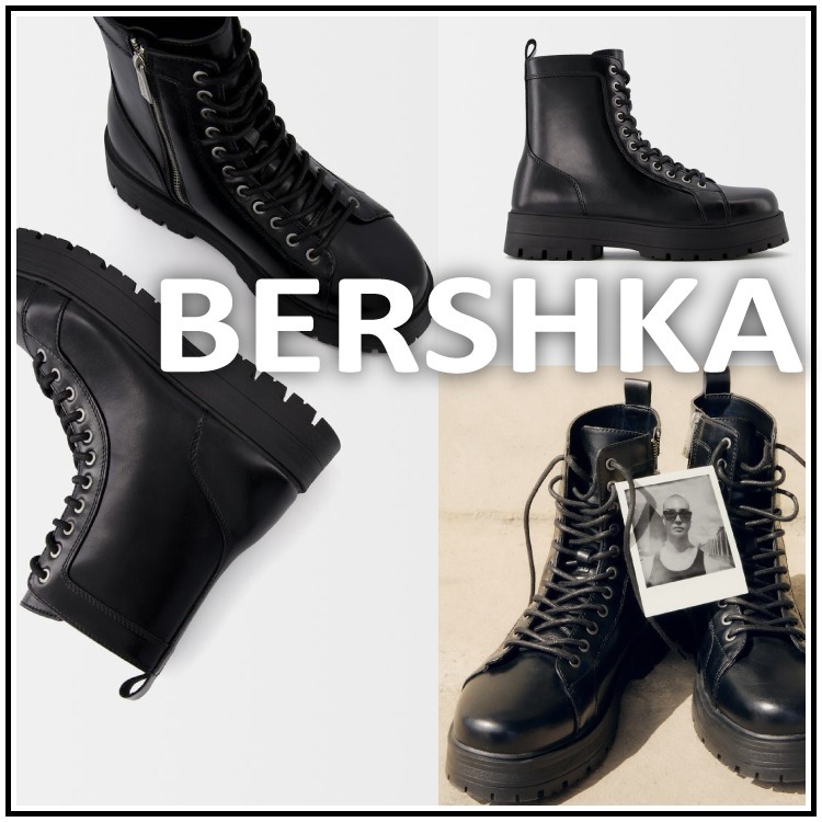スペイン♪Bershka☆レースアップトラックソールアンクルブーツ