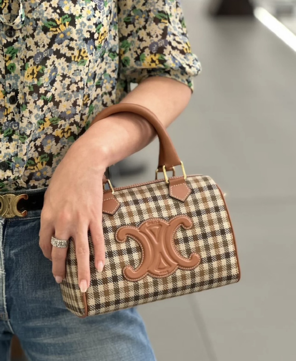 秋らしいチェック CELINE トリオンフ チェック スモールボストン
