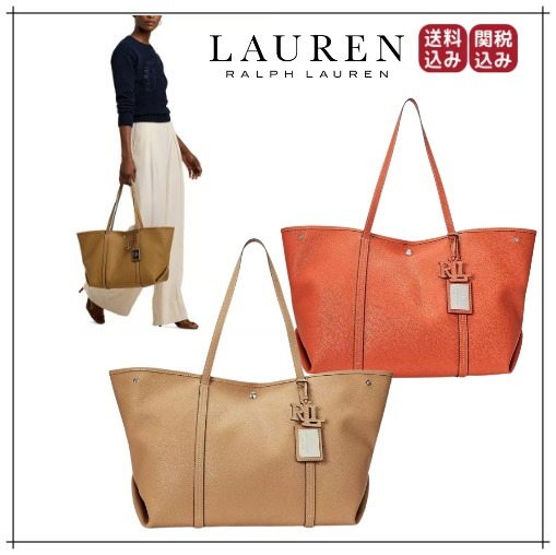 （送料込)LAUREN RALPH LAUREN ぺブルレザーラージトート