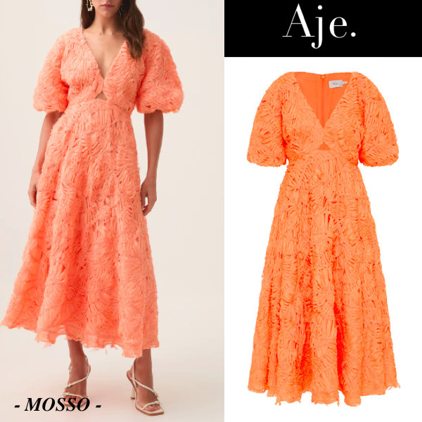 【Aje.】Florential Textured Midi Dress Vネック ミディドレス