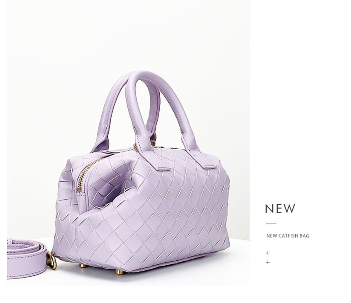 韓国仕入れ レザー 牛革 ハンドバッグ ミニボストン編み込みBAG