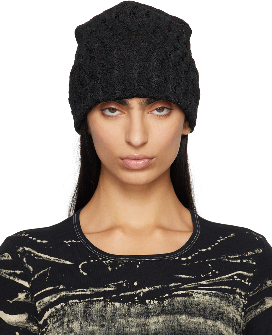 【関税込み】Anna Sui ブラック クロシェ ニットビーニー