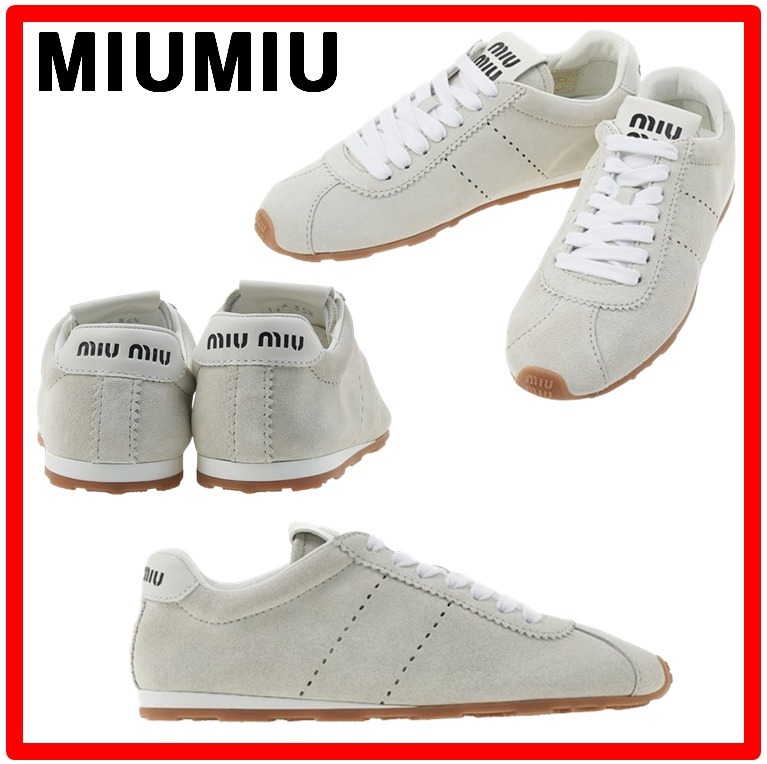 ☆韓国の人気☆【MIU MIU】☆スエード スニーカー☆WHIT.E☆