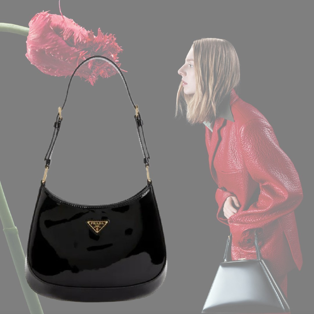 【希少】PRADA ロゴ パテントレザーショルダーバッグ ブラック