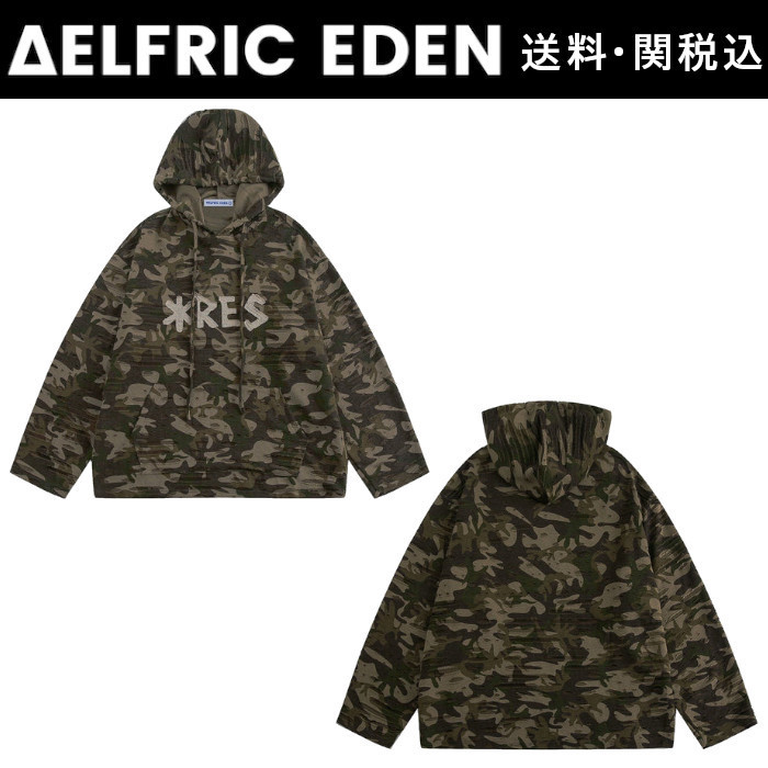 【Aelfric Eden】ダメージ加工 カモフラージュ パーカー
