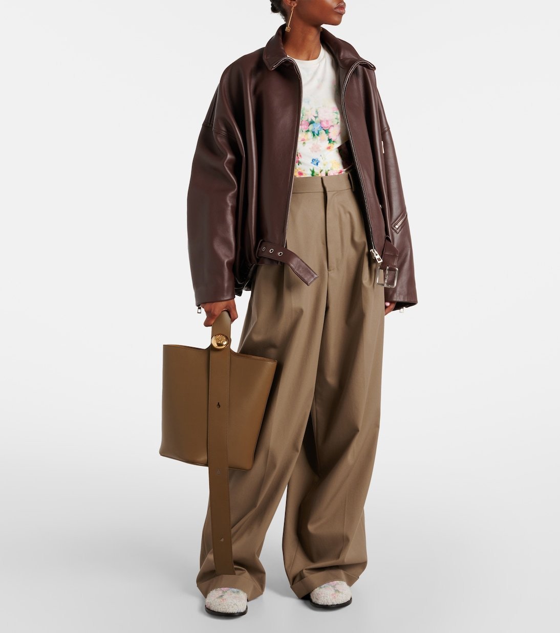 《デイリーに最適》【LOEWE】プリーツワイドレッグパンツ