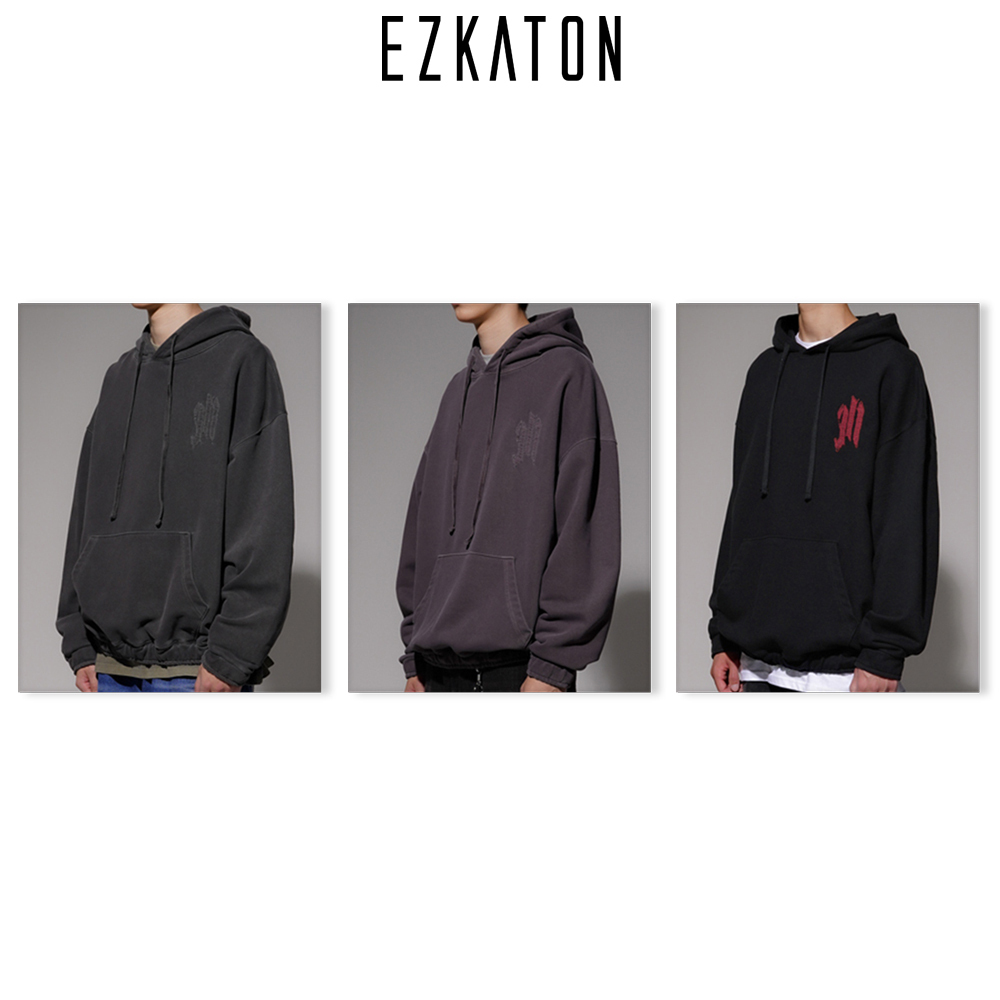 【EZKATON】24FW★ Grunge Patch Pigment Hoodie