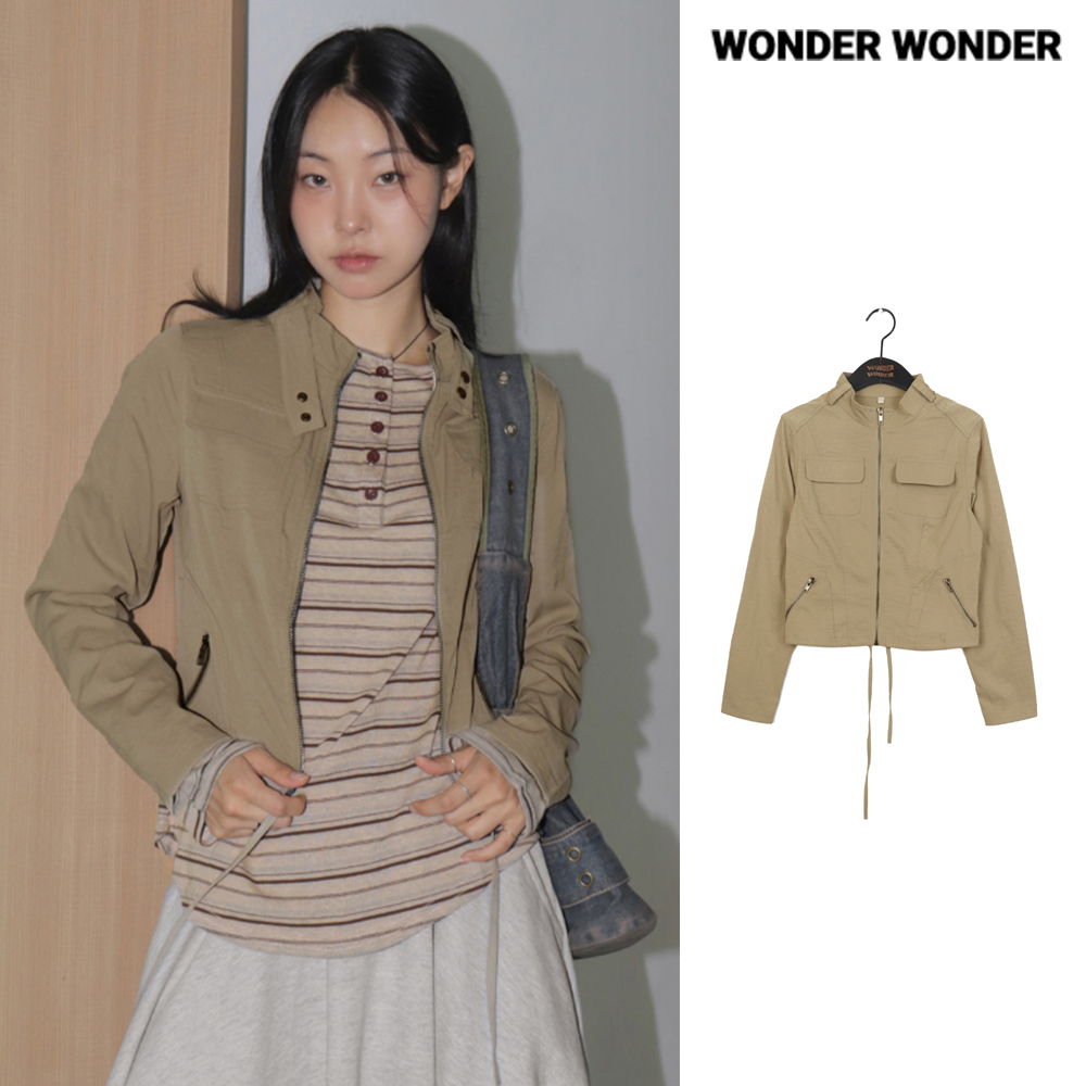 【WONDER WONDER】Slope vintage line cut zipper pocket jacket