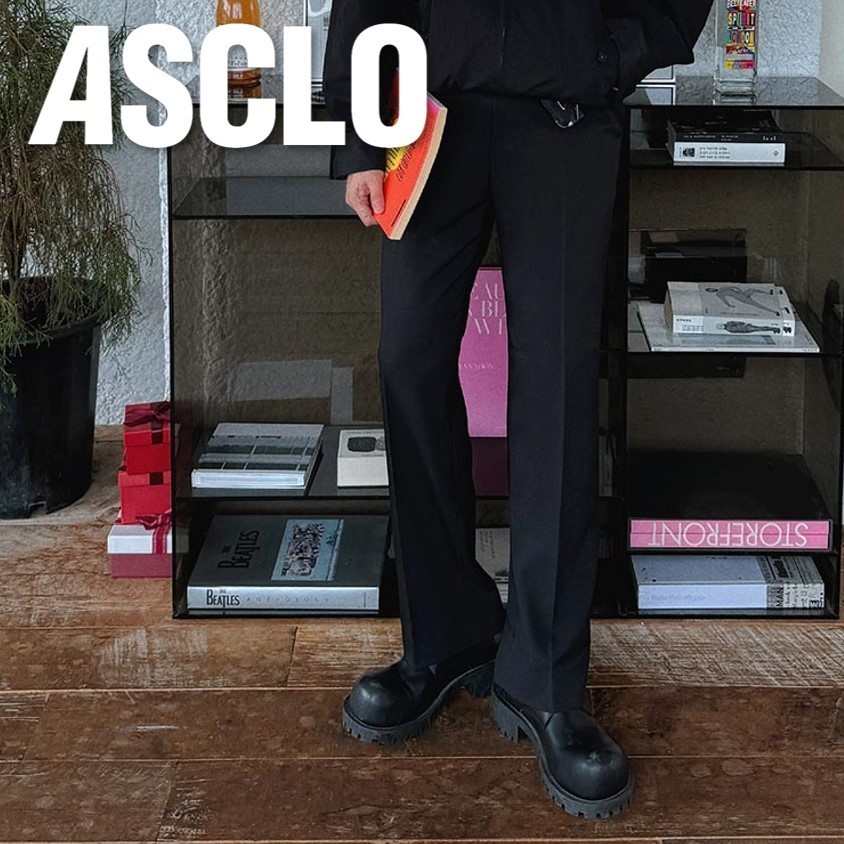 パンツ ASCLO Back Banding Semi Wide Slacks (3color)