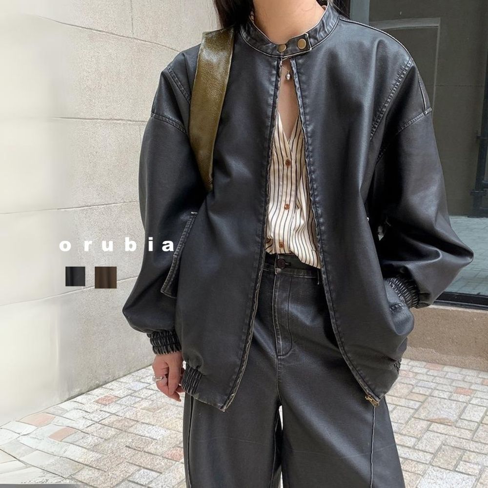 LCO-2408-013 ジャケット PU フェイクレザー ライダーズ ハイネ