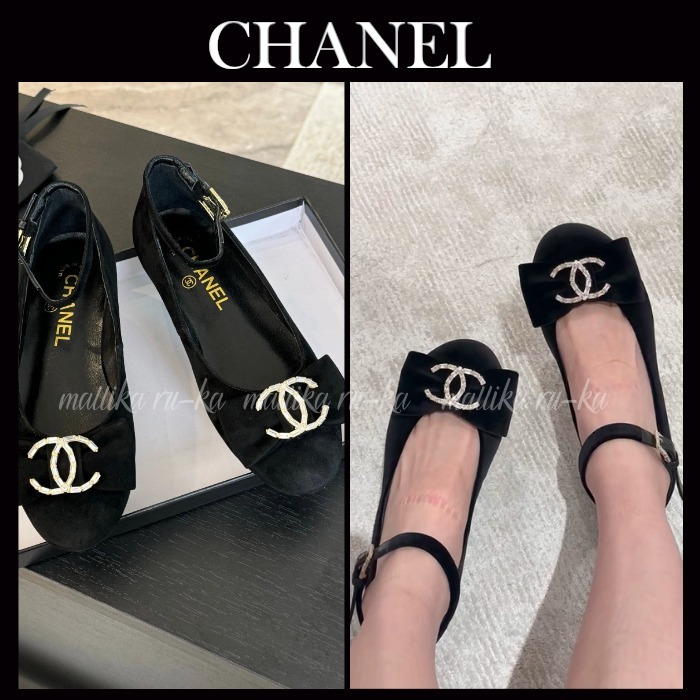 24K☆リボンがカワイイ【CHANEL】メリージェーン CCロゴ ベロア