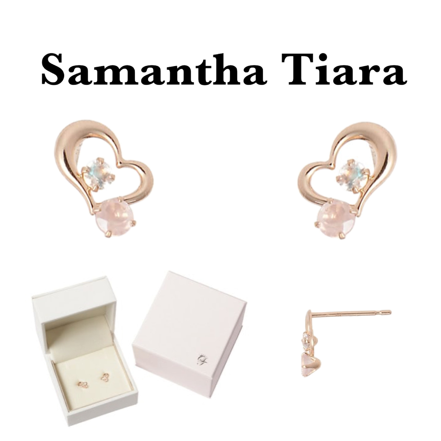 人気☆Samantha Tiara ハートピアス K18 ストーンピアス ピンク