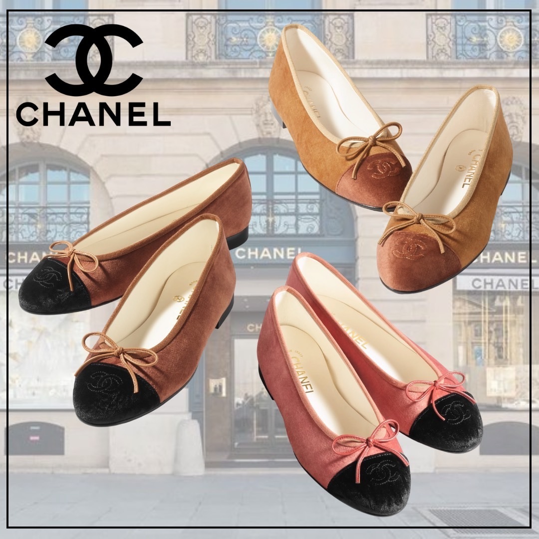 【CHANEL】上品なベルベッド素材♡ バレリーナ