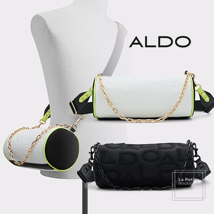 【ALDO】クールロゴ柄 Eviebarrelx☆ドラム型・ショルダーバッグ