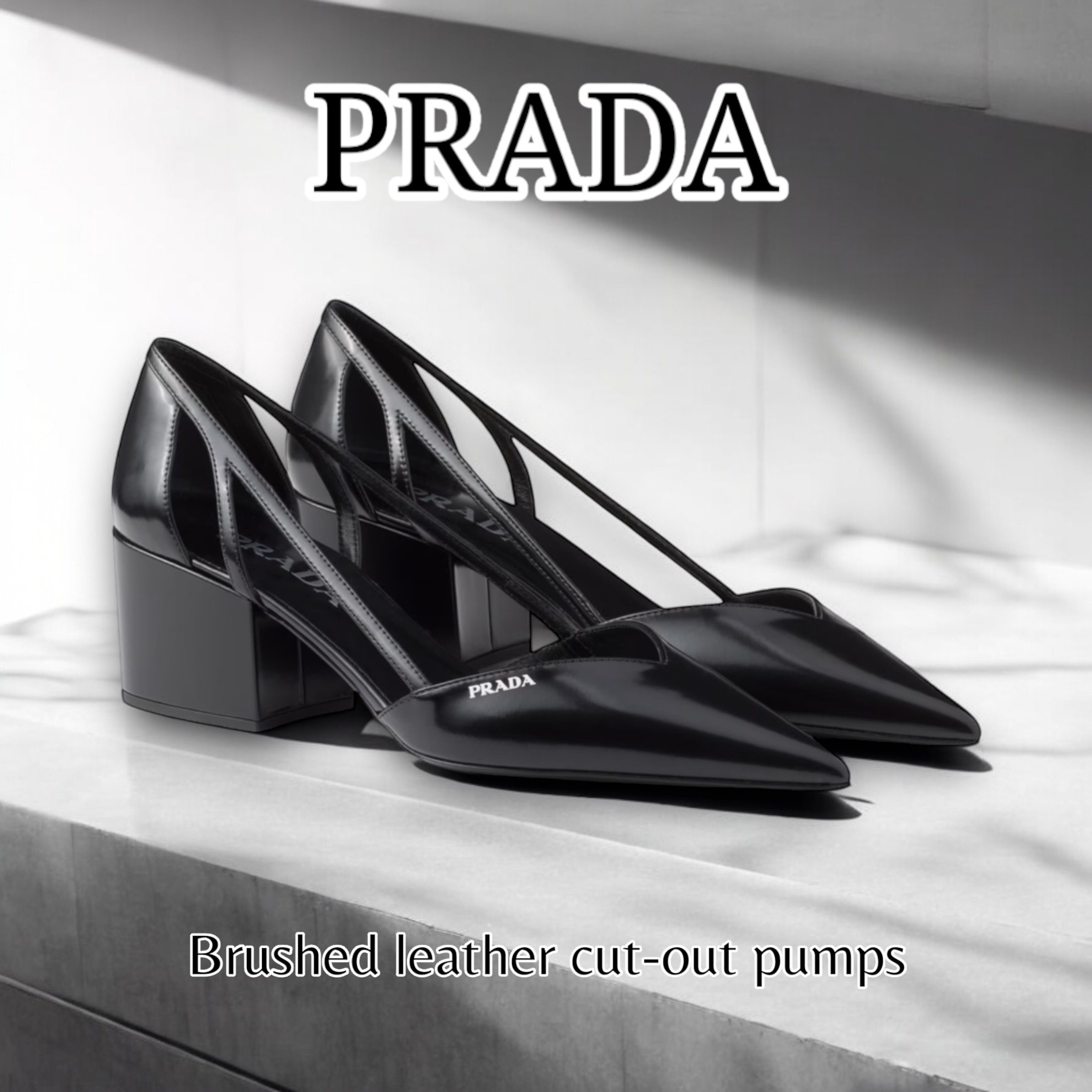PRADA＊Brushed leather cut-out カットアウト パンプス＊送料込