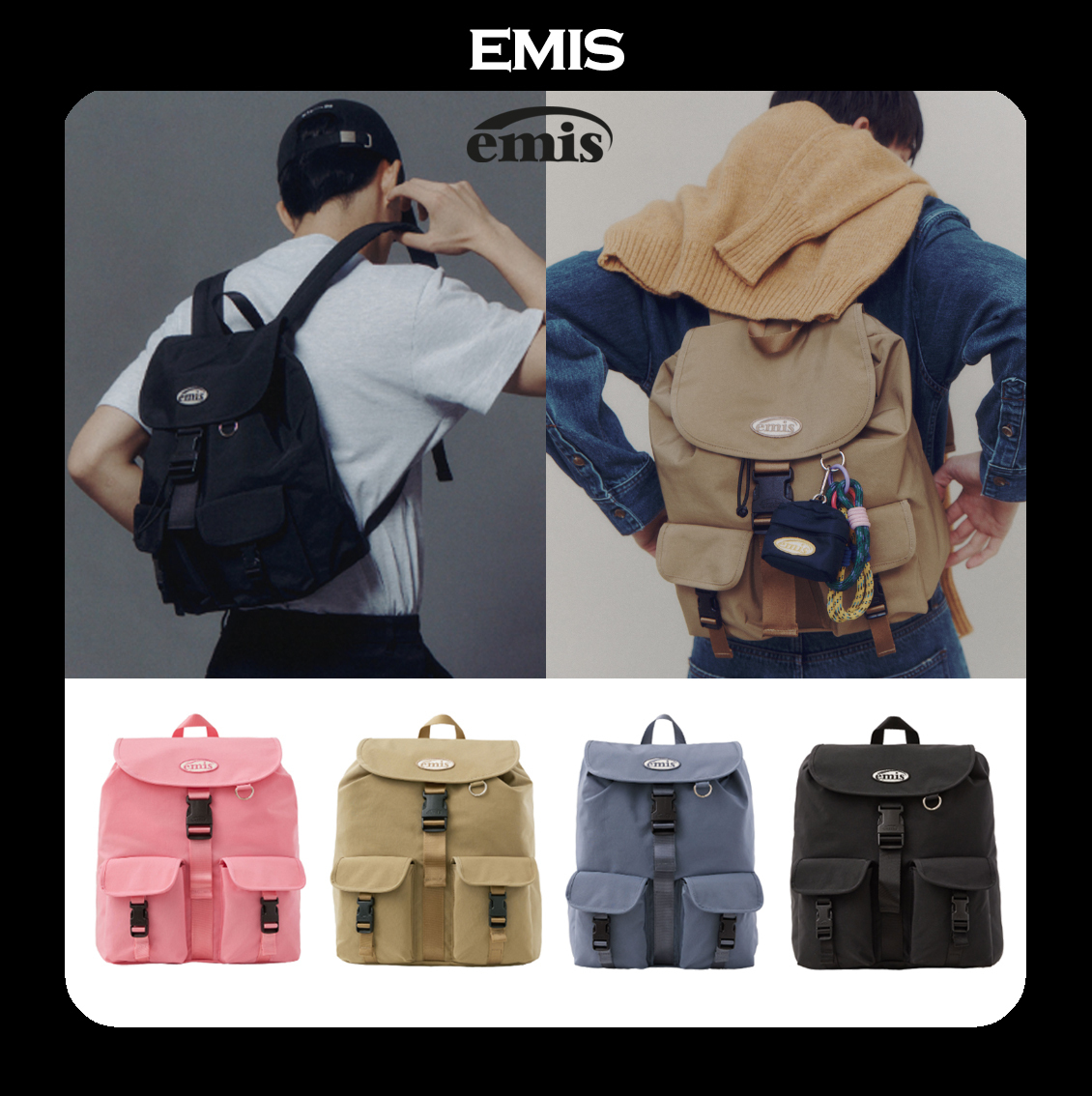 EMIS★韓国大人気 DOUBLE POCKET BACKPACK
