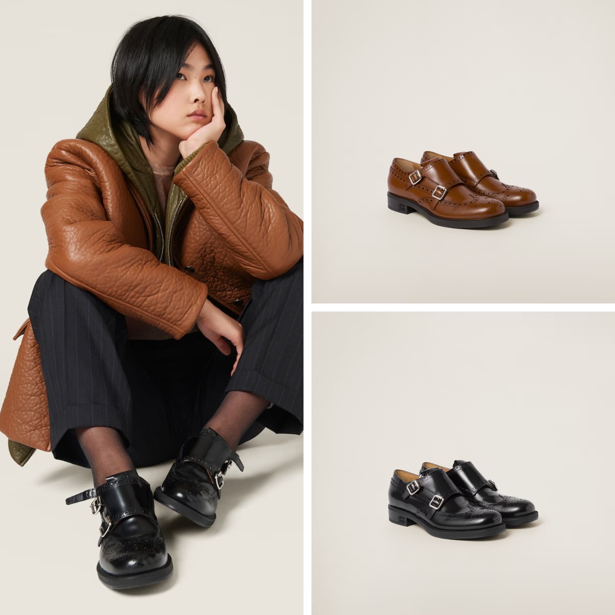 《送料無料》 MIU MIU Monk Brogue Church's X Miu Miu Brushed