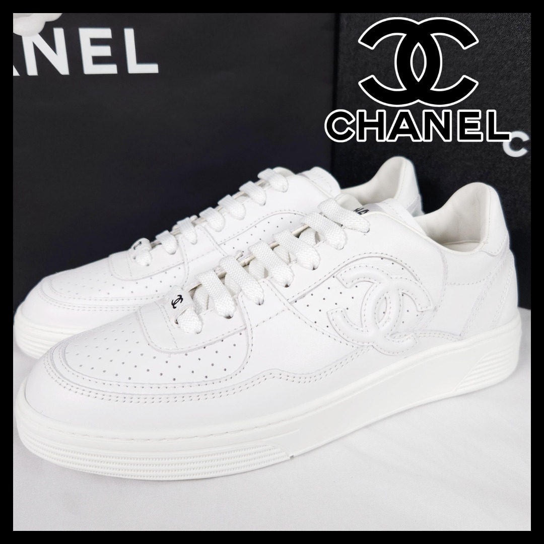 【上品にスタイルアップ♪】CHANEL オールホワイト スニーカー
