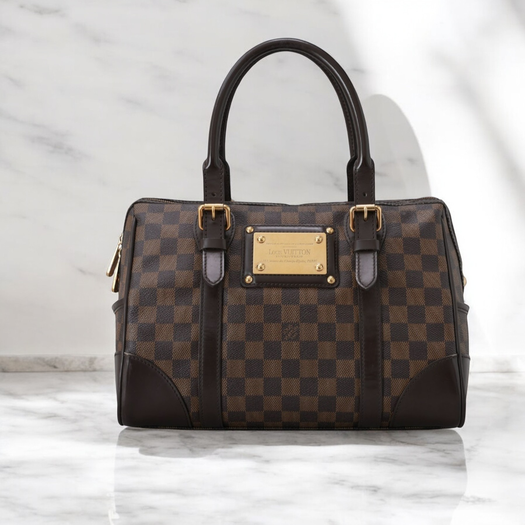 《Louis Vuitton》ダミエ エベヌ ボーリング トートバッグ 中古