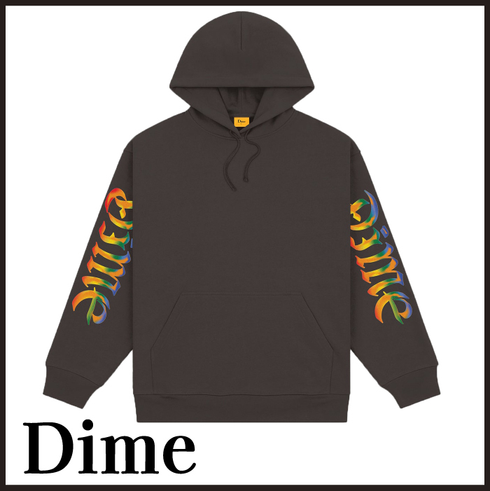 【関税込】DIME ダイム パーカー フード ロゴプリント リブ編み