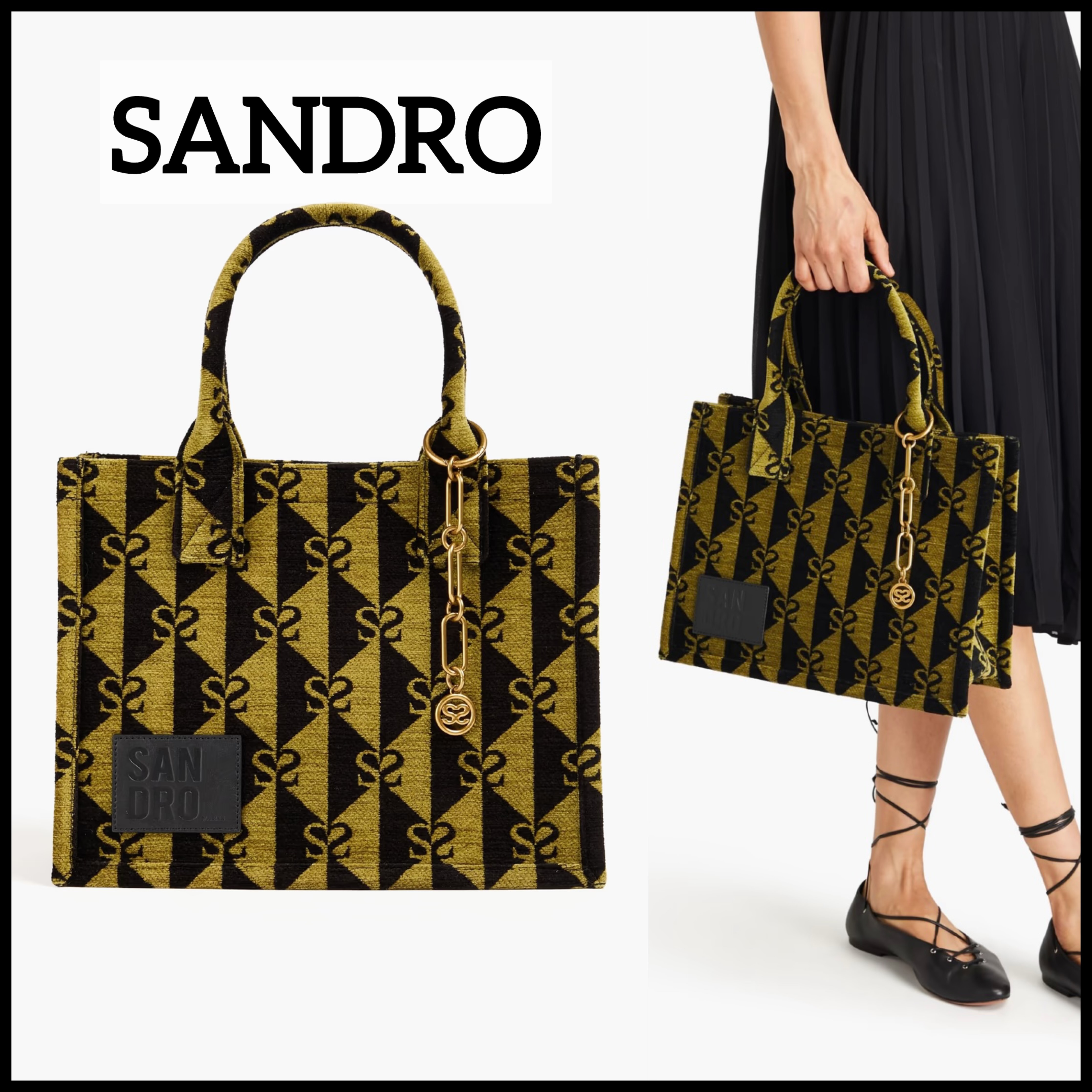 ☆セール中☆【SANDRO】ベルベット トートバッグ