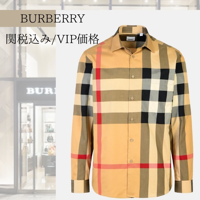 関税込☆VIP価格【Burberry】チェックコットンシャツ
