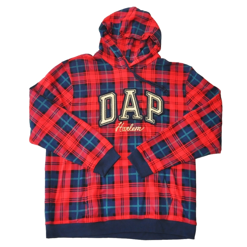 GAP×DAPPER DAN DAP RED TARTAN CHECKED BLOCK SWEAT HOODIE