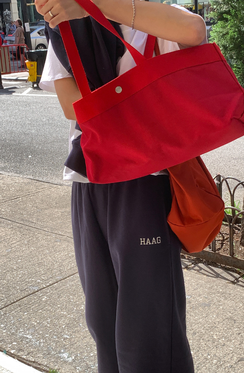 【haag】a bread bag☆韓国 人気☆24AW☆バッグ 韓国 haag》a baguette bag (red) 人気 ミニトートバッグ (haag