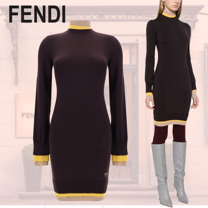 VIPSALE!!【FENDI】ダークパープルウール ドレス