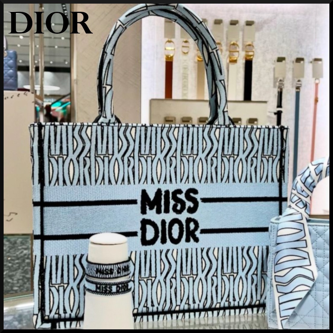 【日本限定カラー☆】Dior Book Tote バッグ ミディアム ブルー