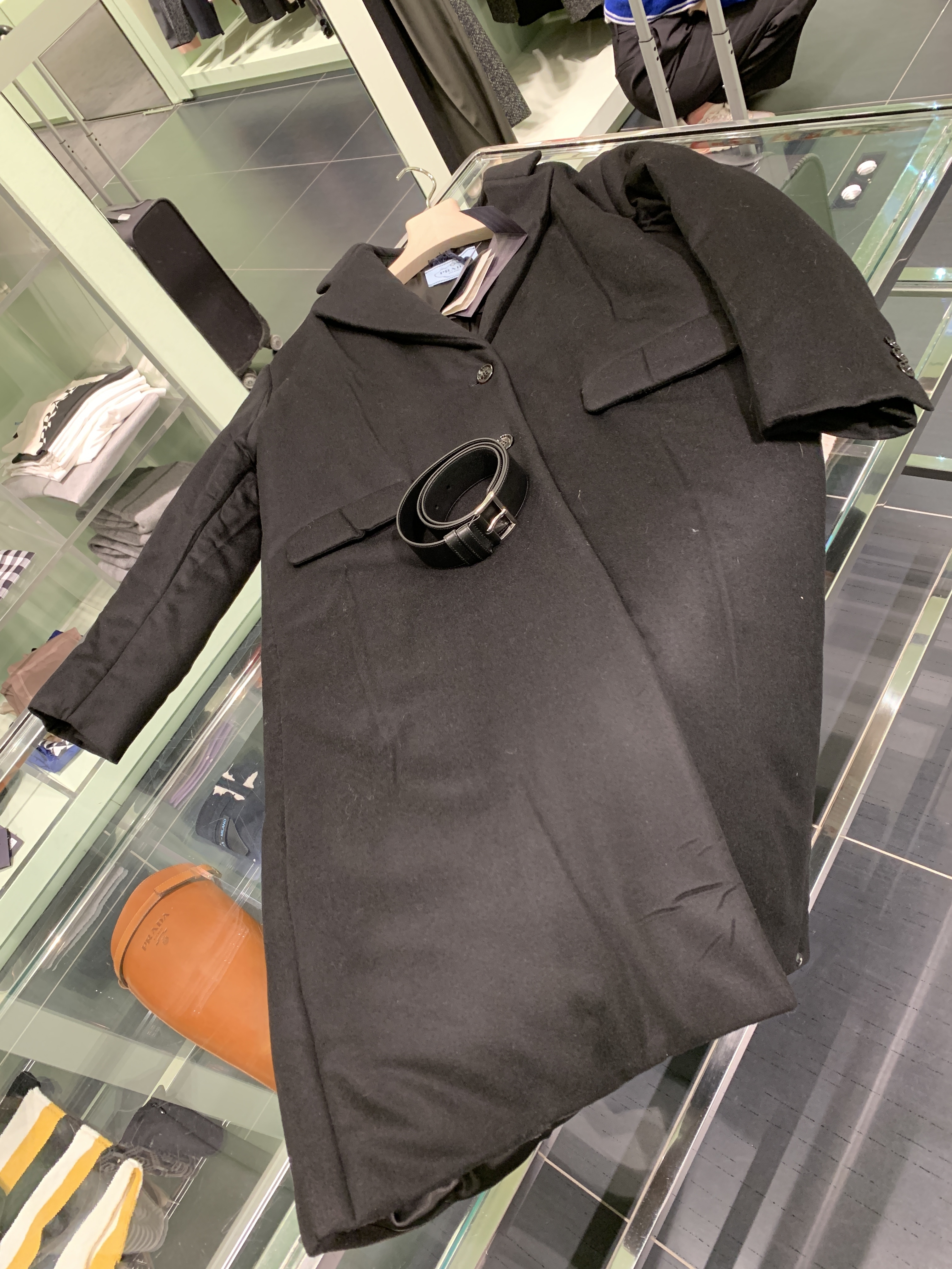 PRADA ベルト付シングルブレスト カシミア コート P626PK (PRADA