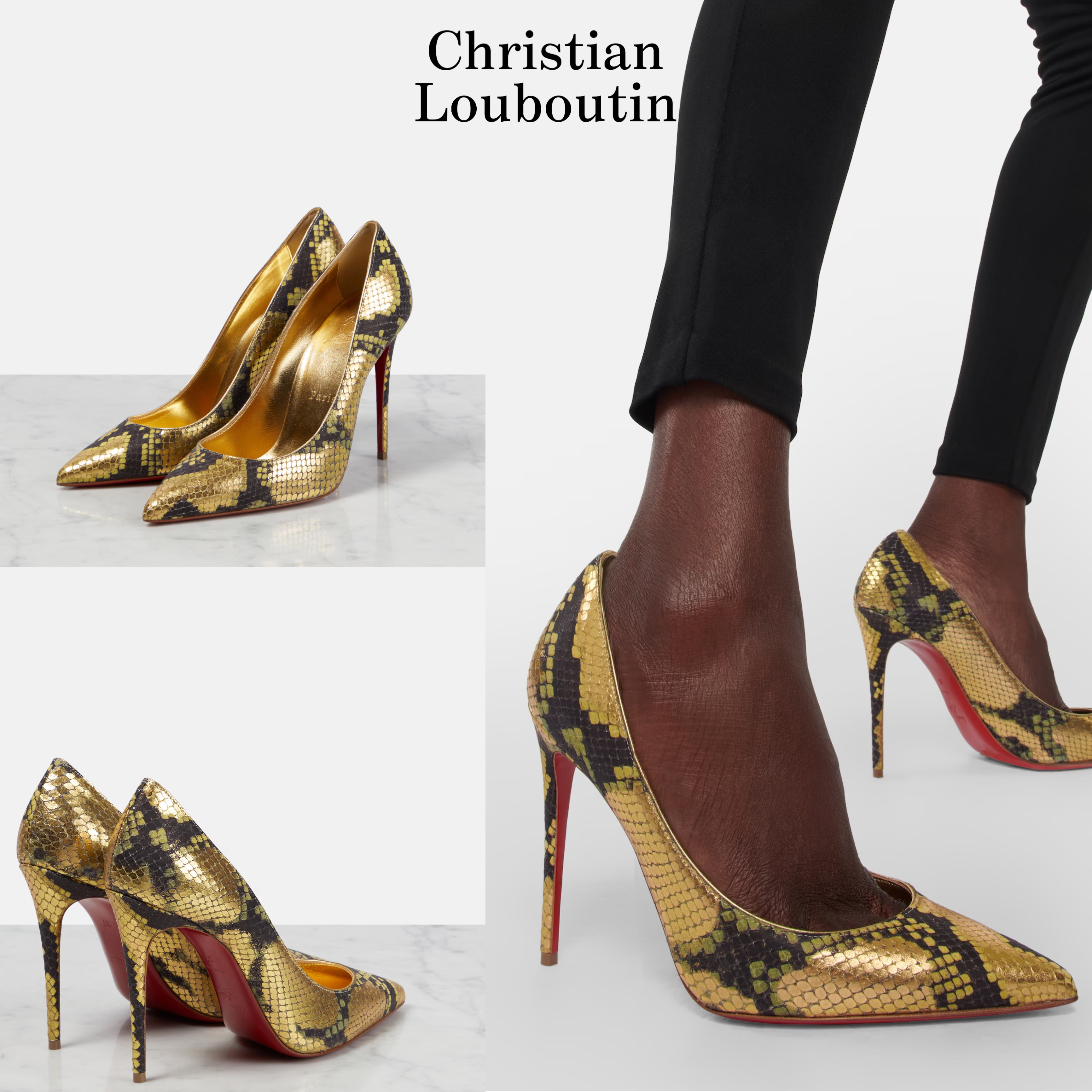 Christian Louboutin*スネークプリントレザー Kate 100 パンプス