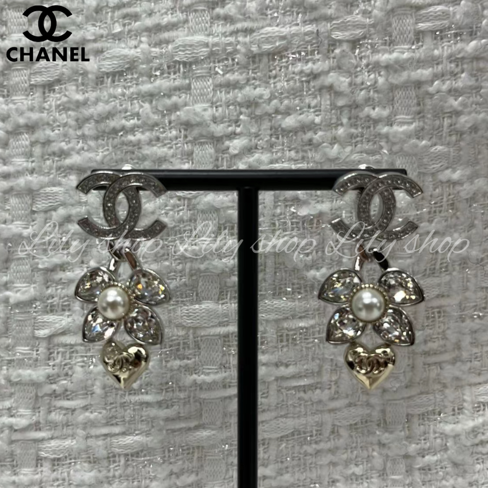お花とハートが可愛すぎる◎【CHANEL】ピアス