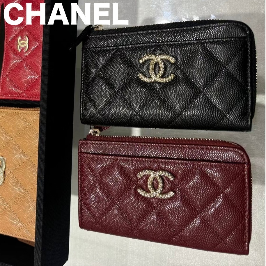 裏地もおしゃれ♡シャネル★ジップカードケース 裏地がお洒落♪》CHANEL ジップ カードケース
