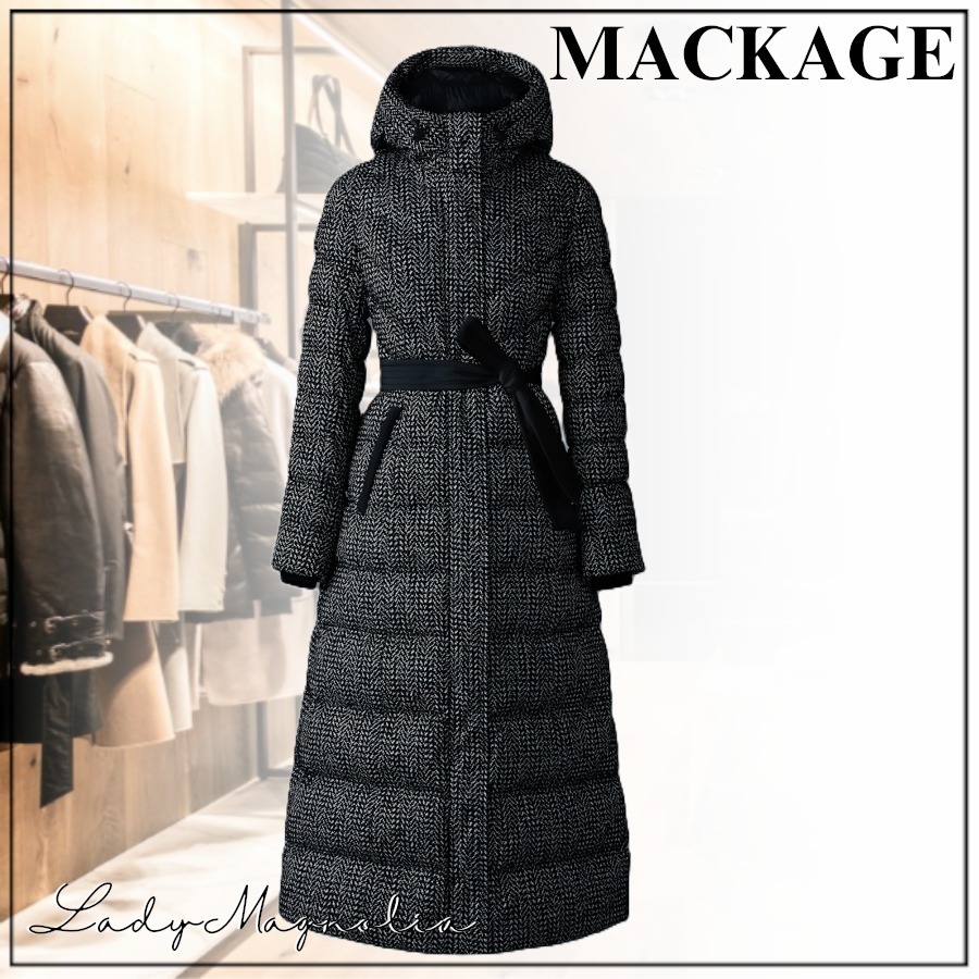 【MACKAGE】CALINA-FLP フロック ダウン マキシコート 千鳥格子