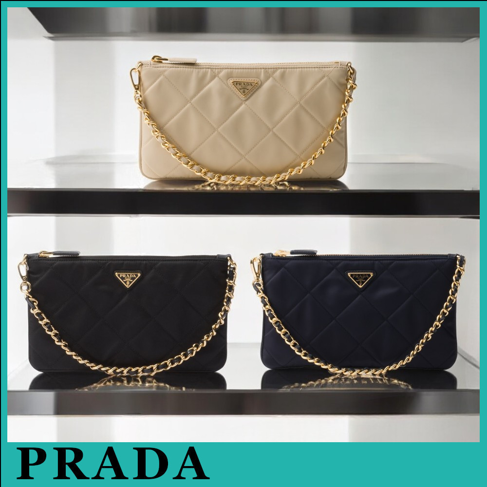 ★PRADA直営店★チェーンハンドル Re-Nylon ポーチバッグ