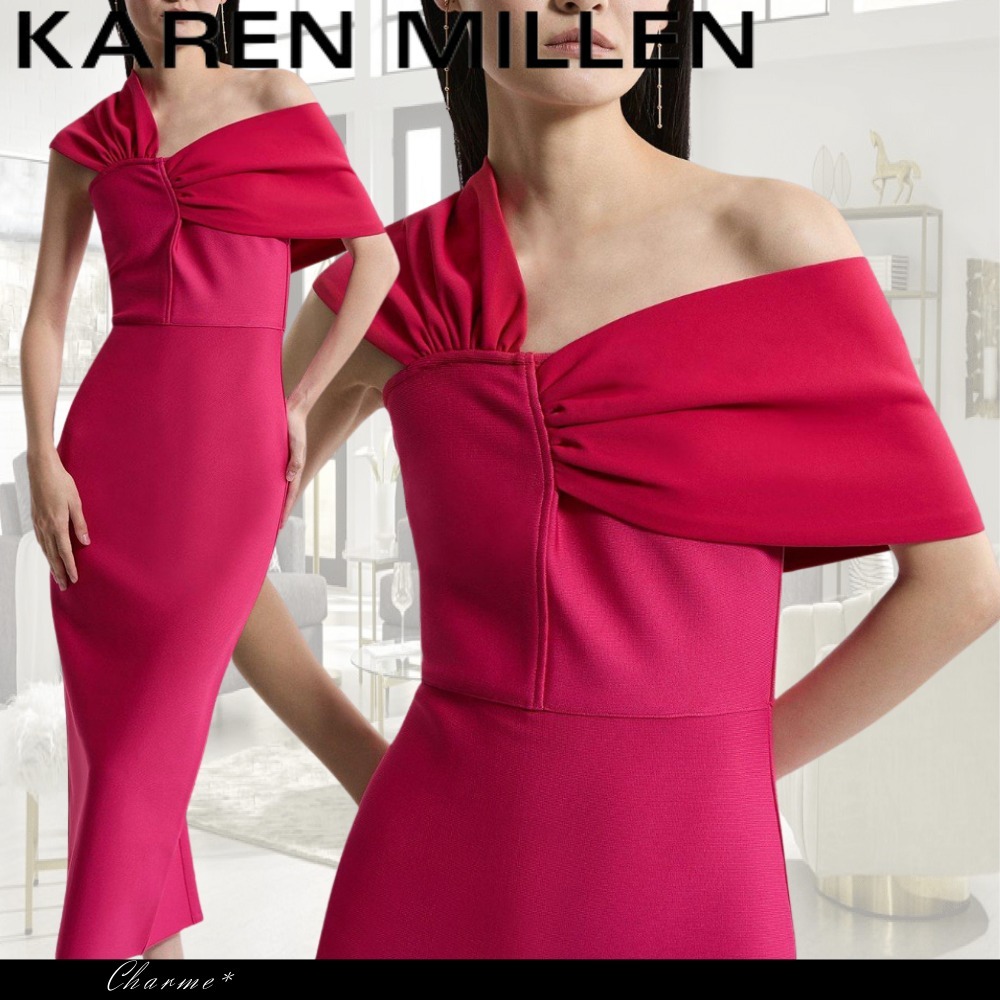 KAREN MILLEN ロング丈 ワンピース ドレス オフショルダー