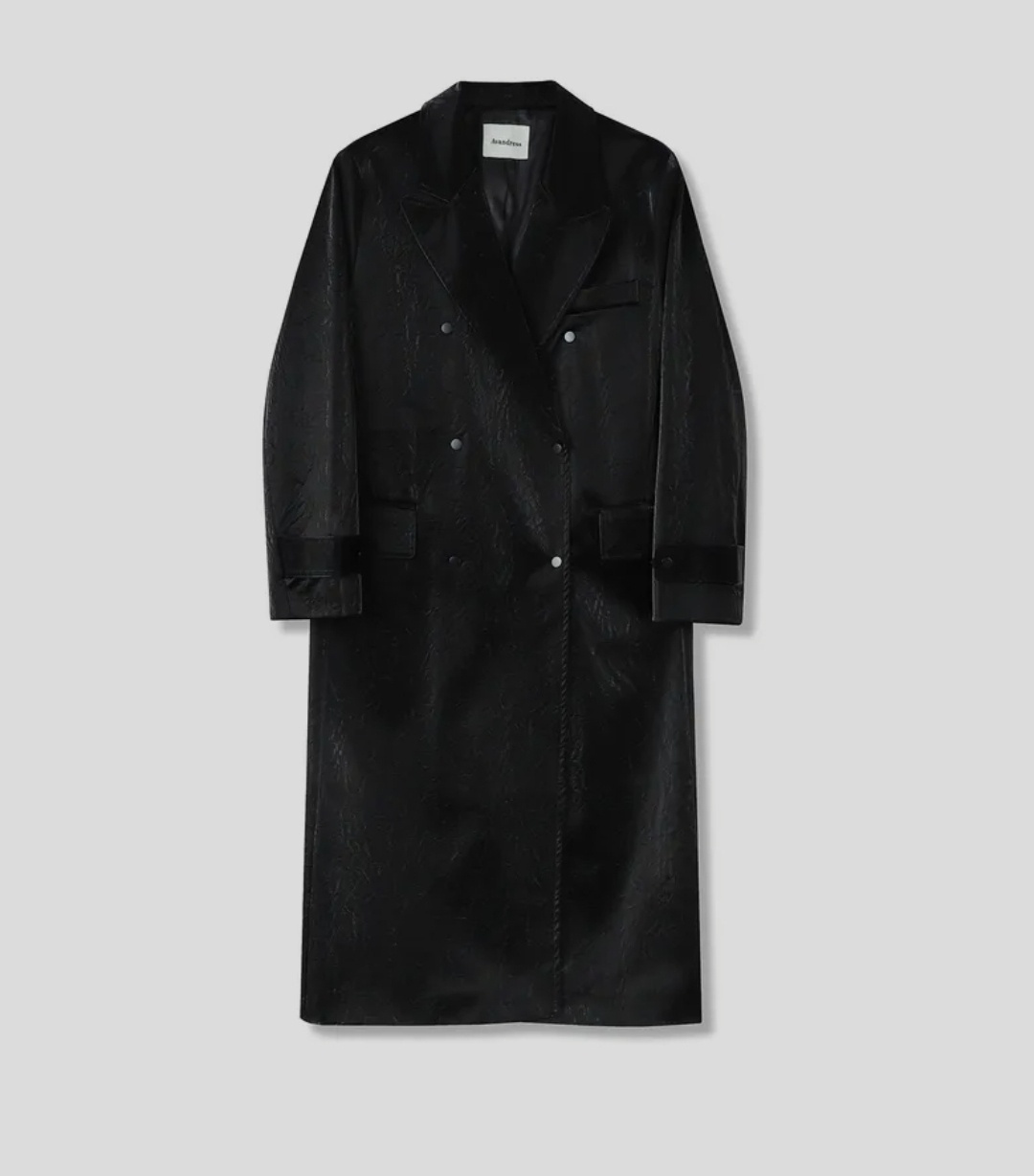 レザージャケット・コート AVANDRESS Raven Art Leather Long Jacket BLACK X WHITE ☆韓国人気☆【AVANDRESS】Raven Leather Long Jacket