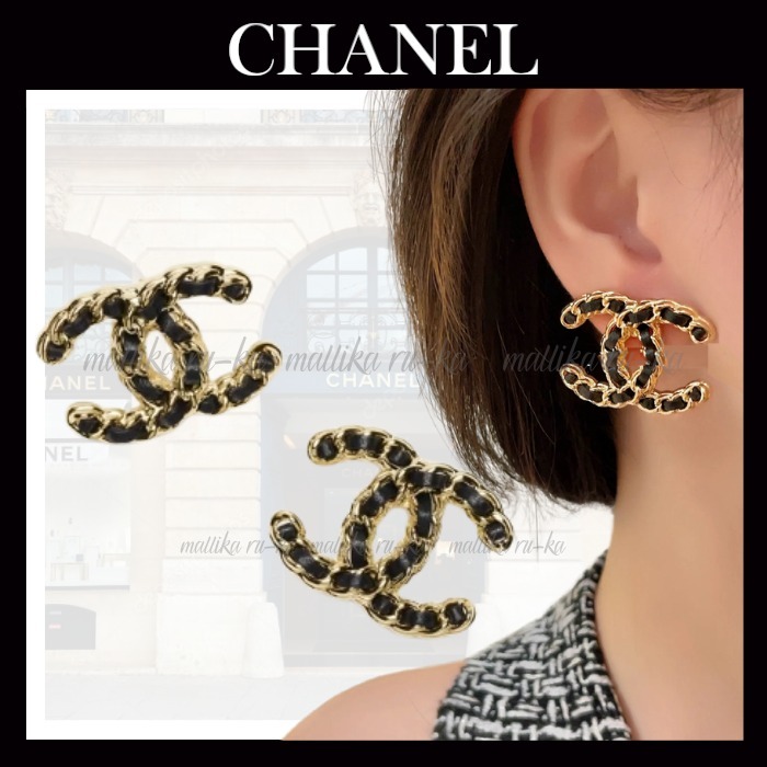 存在感バツグン☆ CHANEL レザーチェーンピアス CCロゴ 存在感バツグン☆ CHANEL レザーチェーンピアス CCロゴ