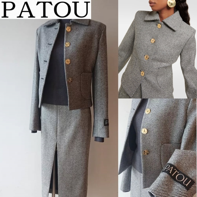【PATOU】ウール ジャケット ストライプ柄