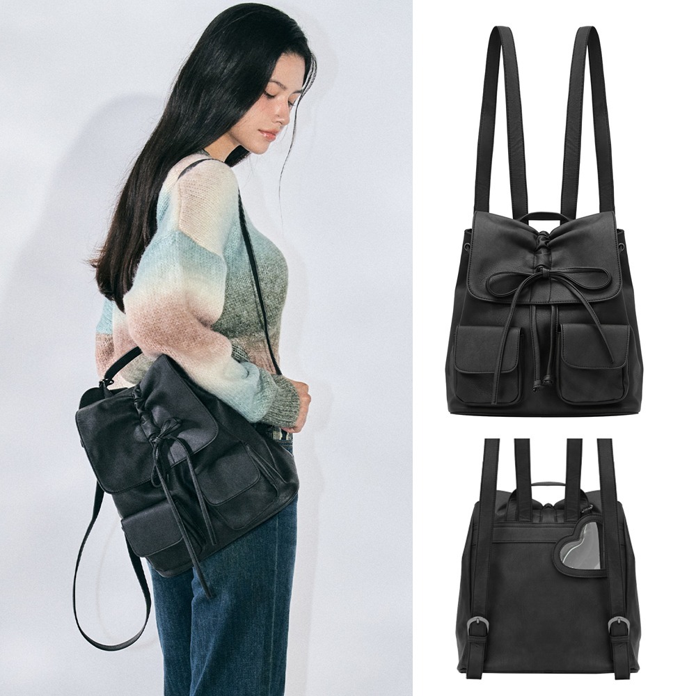 バックパック・リュック [ZEROPLANET] Vegan Leather Shirring Ribbon Backpack (2COLOR)